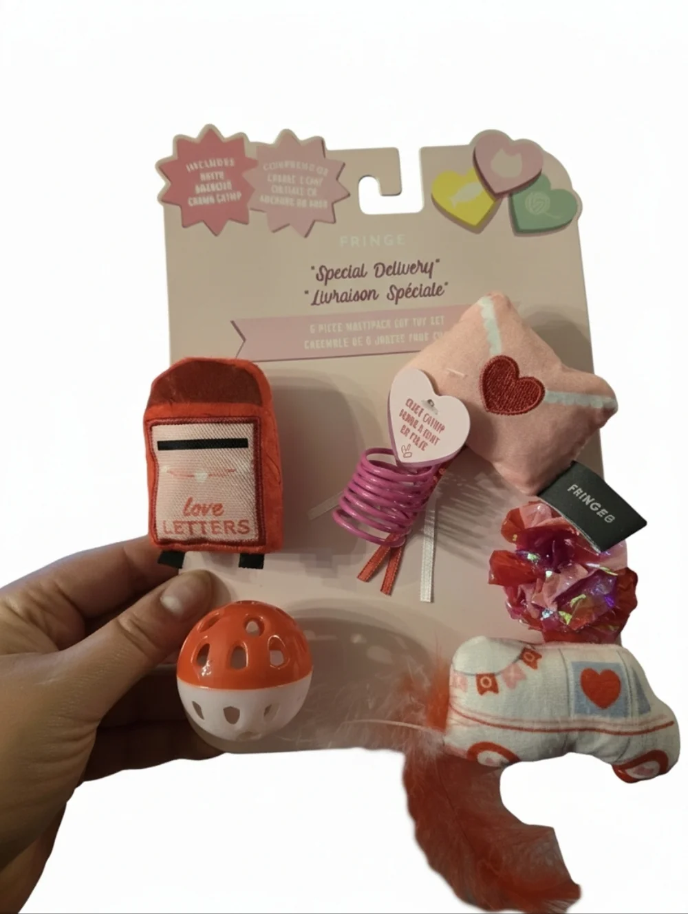 'Special Delivery' Valentine Plush Toy Set For Cats - 6 Pc